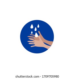 Hand washing color flat icon, personal hygiene, hands and drops of water