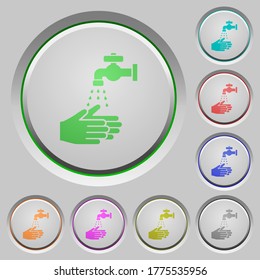Hand washing color icons on sunk push buttons
