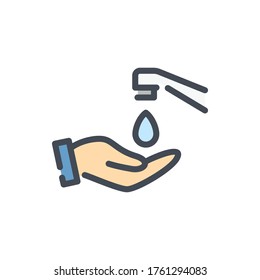 Hand Washing color line icon. Washing Hands vector outline colorful sign.