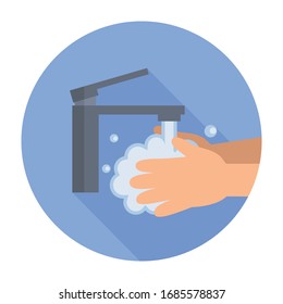 Hand washing. Concept of coronavirus quarantine. Antibacterial washing. Vector illustration flat design isolated on background. Personal hygiene. Disinfection.