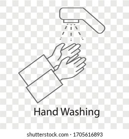 Hand washing concept on transparency background. Creative idea design. Flat vector illustration for template, brochure or presentation.