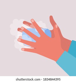 Hand washing. Coronavirus control concept. Vector illustration in a flat style