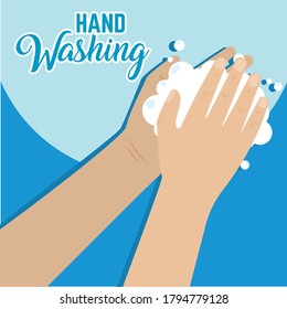 Hand washing. Coronavirus prevention. Biosafety protocols poster - Vector