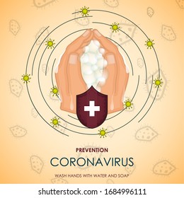 Hand washing. Coronavirus prevention poster - Vector illustration