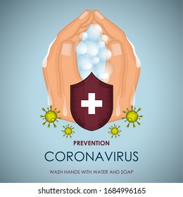 Hand washing. Coronavirus prevention poster - Vector illustration