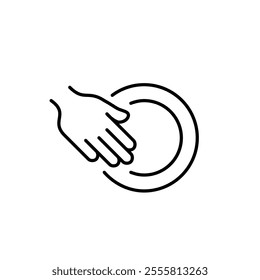 Hand washing dishes. Household chores. Pixel perfect vector icon