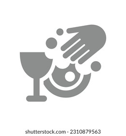 Hand washing dishes vector icon. Dish, plate and glass with soap bubbles cleaning.