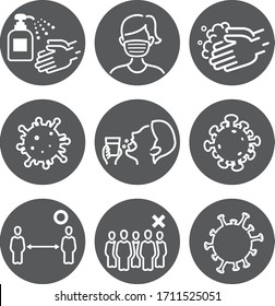 hand washing, disinfection, gargle, mask /disease prevention Icon set