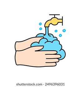 hand washing hand drawn color vector illustration