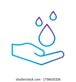 Hand washing with drops gradient line style icon design, Hygiene wash health clean and liquid theme Vector illustration