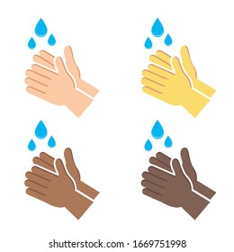 Icono plano de lavado manual aislado en vector blanco.