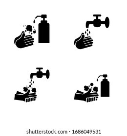 Juego de iconos planos de lavado de manos. Iconos incluidos como lavado, limpieza, jabón, sanitario y más.