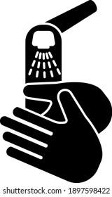 Hand Washing Icon. Black Glyph Design. Vector Illustration.