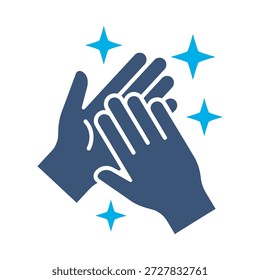Hand washing icon blue flat vector design rubbing palms symbol hygiene clean sanitary health care virus graphic element sign