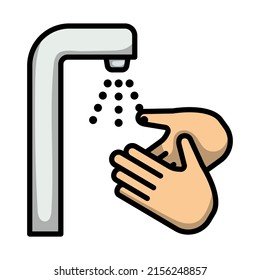 Handwaschsymbol. Bearbeitbare, fette Rahmenlinie mit Farbfülldesign. Vektorgrafik.
