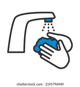 Hand Washing Icon. Editable Bold Outline With Color Fill Design. Vector Illustration.