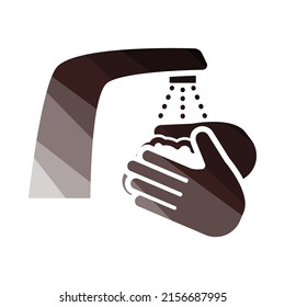 Hand Washing Icon. Flat Color Ladder Design. Vector Illustration.