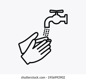 Hand washing icon flat style logo template