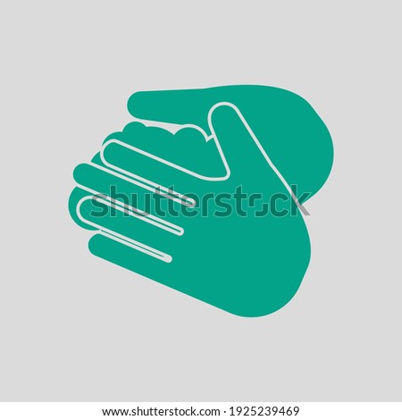 Hand Washing Icon. Green on Gray Background. Vector Illustration.