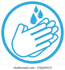Hand washing icon. Hands with water drops symbol. Outline symbol. Prevention against viruses, bacteria, flu, corona virus. Concept of hygiene. cleanliness.