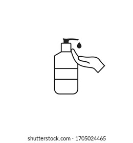 Hand washing icon in line style . Hygiene symbol, to clean germs, bacteria and viruses, isolated on white isolated background..