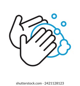 Hand washing icon. Line vector icon on white background. High quality design element. Editable linear style stroke. Vector icon