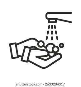 Symbol für Handwäsche. Linienvektorgrafik. Handwäsche.
