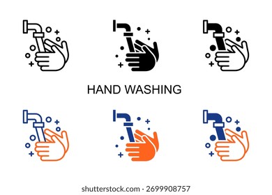 Handwaschsymbol Multi-Style-Vektorgrafik