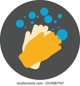 Hand washing icon on brown background. Royalty free and fully editable. 