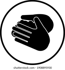 Ícone De Lavagem De Mãos. Design de estêncil de círculo fino. Ilustração de vetor.