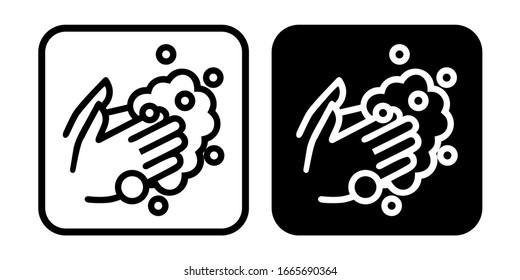 Hand washing icon vector silhouette isolated on white background