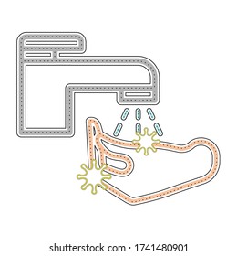 Händewaschanlage Hand mit Virus - Vector