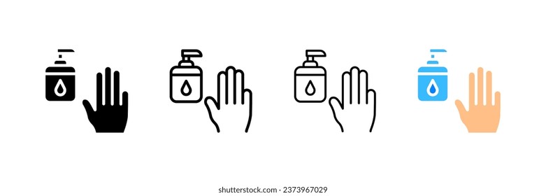 Iconos de lavado de manos. Distintos estilos, manos y jabón, iconos para lavarse las manos. Iconos del vector