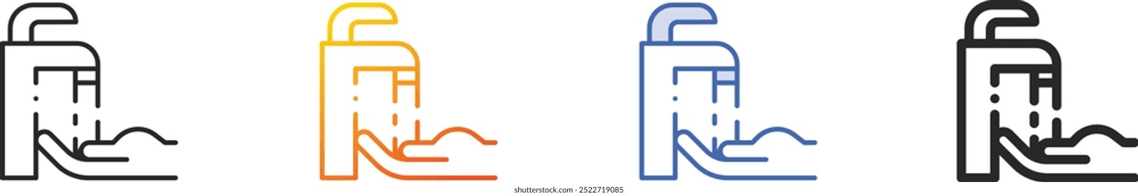 hand washing icon.Thin Linear, Gradient, Blue Stroke and bold Style Design Isolated On White Background