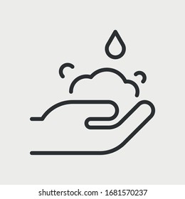 Hand washing. Keep your hands clean. Simple thin vector icon with editable strokes