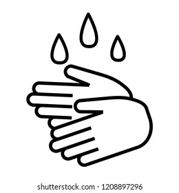 Hand washing. Line art style. Vector illustration. Cooking concept