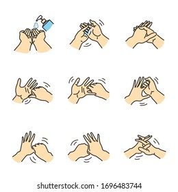 Hand washing line icon set.
