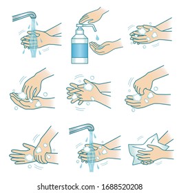 Vektorillustration für Handwaschverfahren