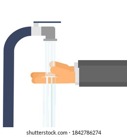 Hand washing on white background.