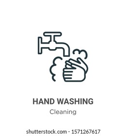 Hand washing outline vector icon. Thin line black hand washing icon, flat vector simple element illustration from editable cleaning concept isolated on white background