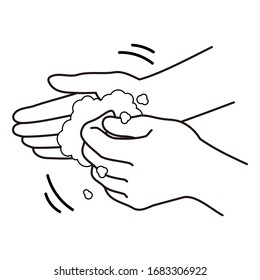 Hand washing procedure # 4, rub between fingertips and nails on palm to wash.