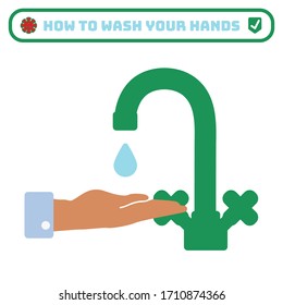 hand washing rules flat icon