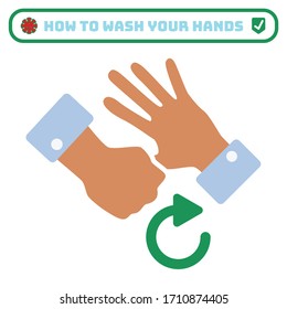 Handwaschregeln, flaches Symbol