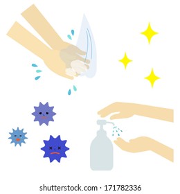 Hand washing set / Vector EPS 10 illustration 