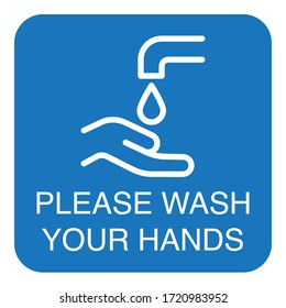 Hand washing sign, protect from Coronavirus Covid-19 pandemic, warning sign, banner flyer sticker print web tag, Vector illustration.
