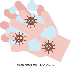 Hand washing and soap bubbles.