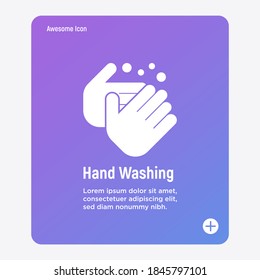 Lavado de manos con un icono plano de jabón. Ilustración vectorial de desinfección e higiene para la salud.