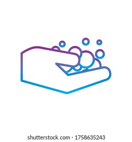 Hand washing with soap gradient line style icon design, Hygiene wash health clean protection and liquid theme Vector illustration