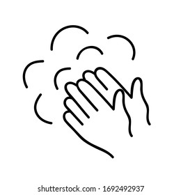 Hand washing with soap. Hands and foam. Vector simple icon for infographic or website. Prevention and treatment of coronavirus covid-19 2019-ncov