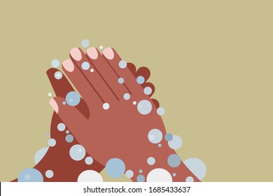 Hand washing with soap. Hygiene concept.